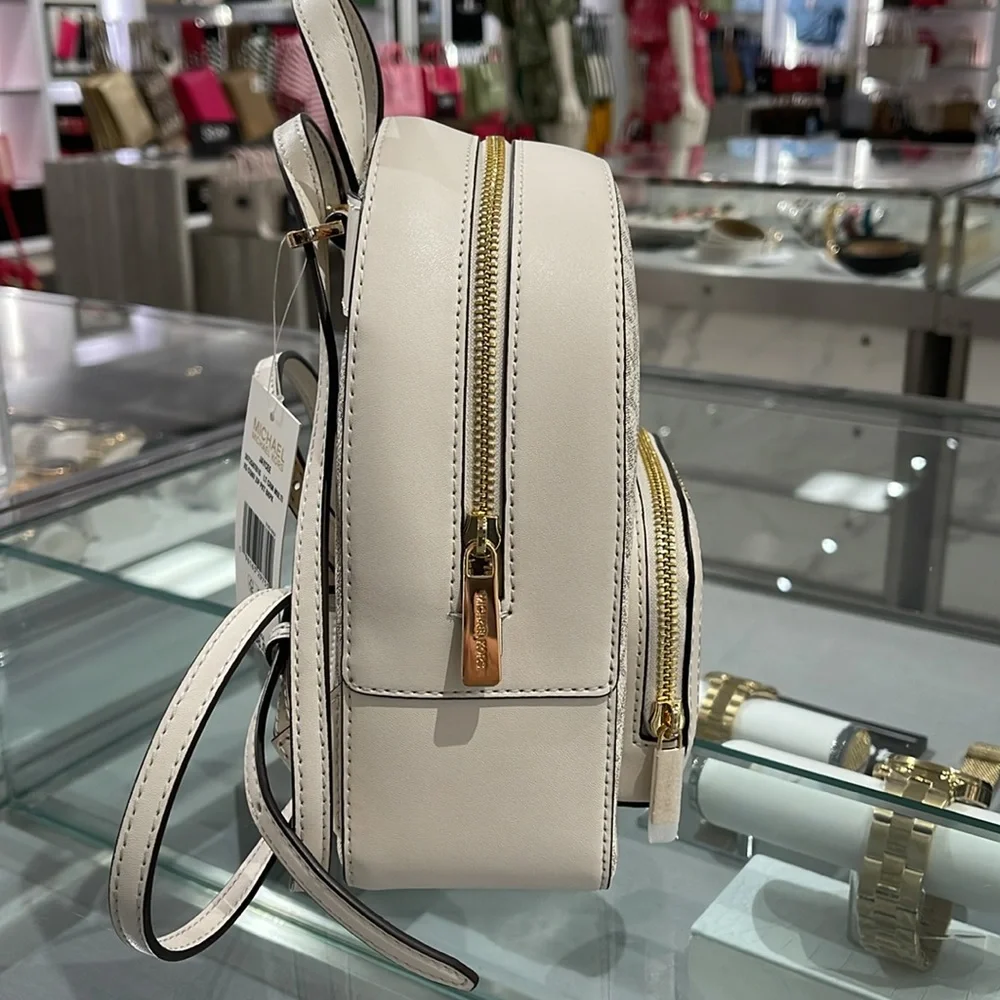 Michael Kors Ladies Backpack Bag Jaycee XS Conv Zip Backpack Light Cream Multi - Picture 4 of 16